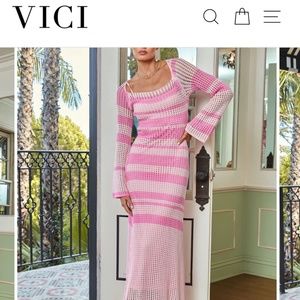 Pink Crochet Maxi Dress